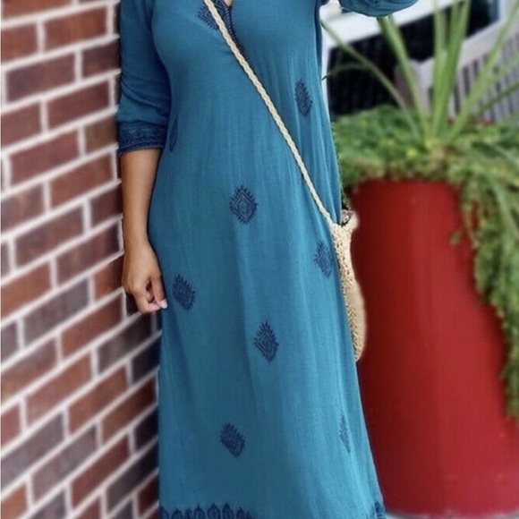 Zara Teal Embroidered Mini Dress - Picture 6 of 6